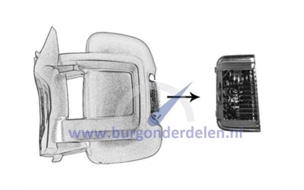 Ducato Zijlicht in spiegel links gerookt 5W witte gloeilamp