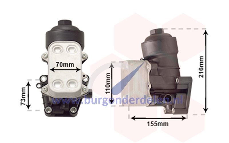 Tmp95AE Oliekoeler geschikt voor Passat motor 1.6 TDi / 2.0 TDi met filterbehuizing - Afbeelding 1