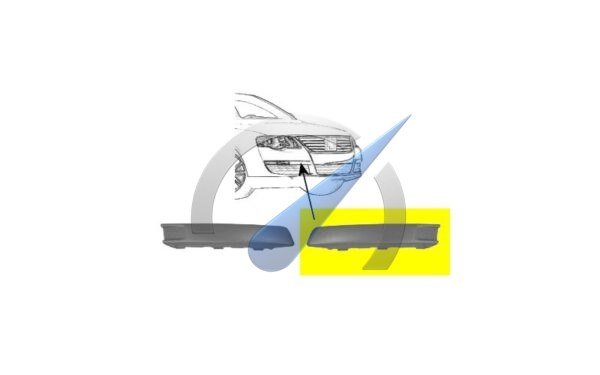 Front bumper trim strip left inner black suitable for Passat
