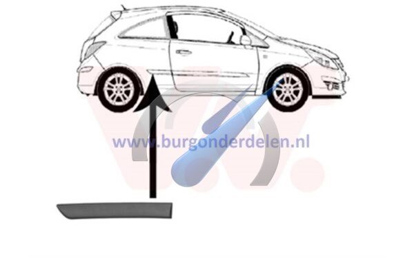 Baguette décorative arrière droite noire pour Corsa D 2/3 portes