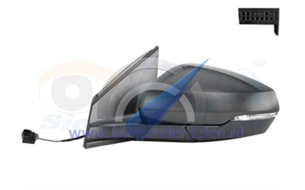 Left full exterior mirror black 2-pin suitable for Polo 2G 2017-2021