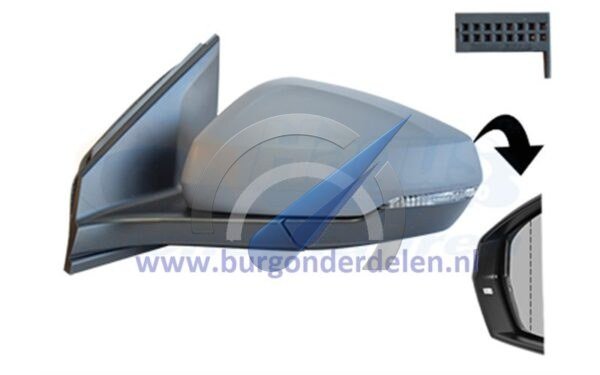 Electric exterior mirror, fully heated left, electrically folding mirror, 8-pin, suitable for Polo 2G 2017-2021