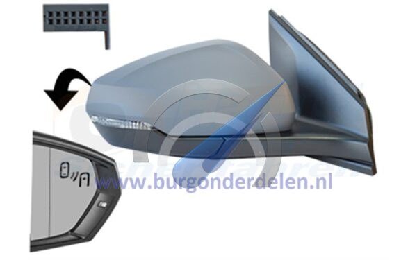 Electric exterior mirror, fully heated right, electric primer incl. blind spot memory, 14-pin, suitable for Polo 2G 2017-2021