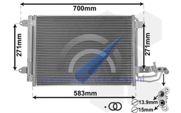 Condensor met droger geschikt voor Golf 5 2003-2009