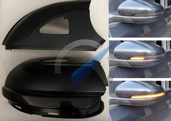 LED dynamiske blinklys i speilet med hull for bunnlys egnet for Golf 6 2008-2012
