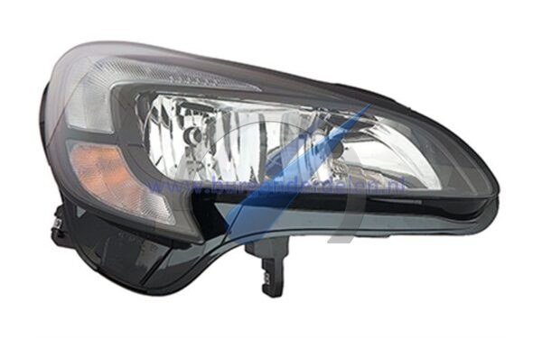 Faro derecho Corsa E H7 + H7 con motor eléctrico y embellecedor negro.