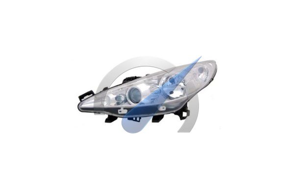 P207 Headlight left H7 + H7 + H1 with rotary module