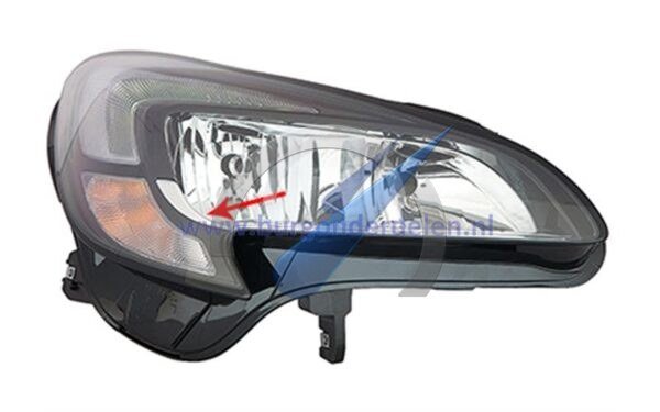 Corsa E Headlight right H7 + H7 with electric motor LED chrome trim