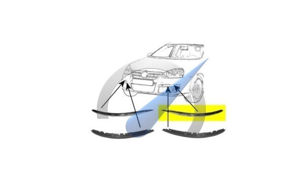 Embellecedor superior cromado del parachoques izquierdo, apto para Golf 5 familiar.