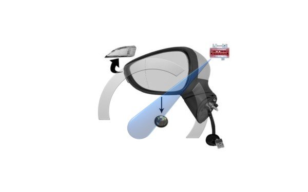 Fiesta 13-17 Left side mirror primer heated with bottom light 8 pin