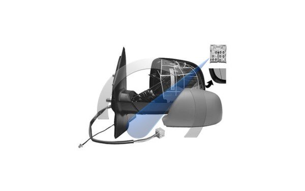 T5 from 2012 Electric full left rearview mirror, primer electric incl. folding handle with heated antenna