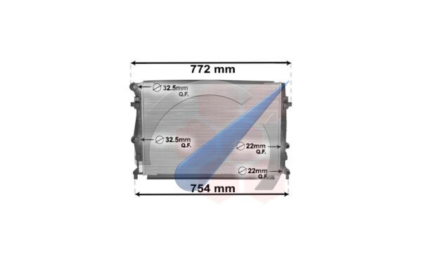 Petrol radiator with built-in auxiliary cooler suitable for Golf 7 2012-2017