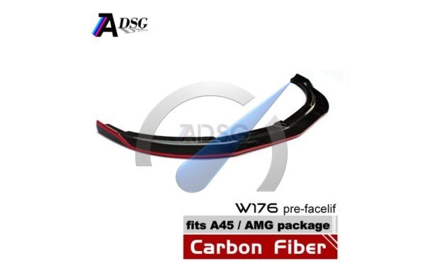 Mercedes W176 lower lip spoiler carbon/red