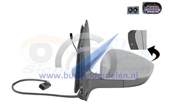 Outer mirror electric fully left heated primed cable for contact locking suitable for Up! 2016+