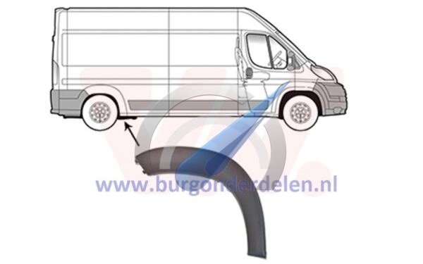 Ducato Sierlijst boog achter rechts voor wagens met spatbord verbreder