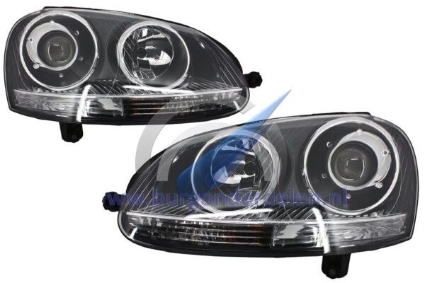 LED Headlight set GTI R32 look chrome suitable for Golf 5 2004-2009