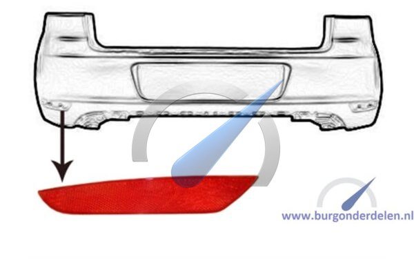 Reflektor links im Stoßfänger, rot, passend für Golf 6 2009-2012
