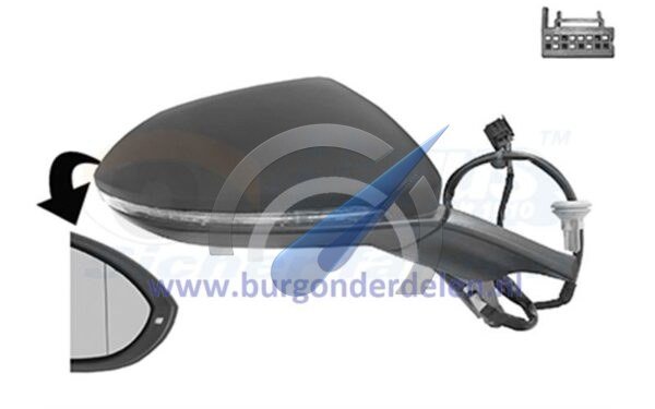 Exterior mirror electrical fully right heated black 6 pin suitable for Golf 7/7.5 2012-2020