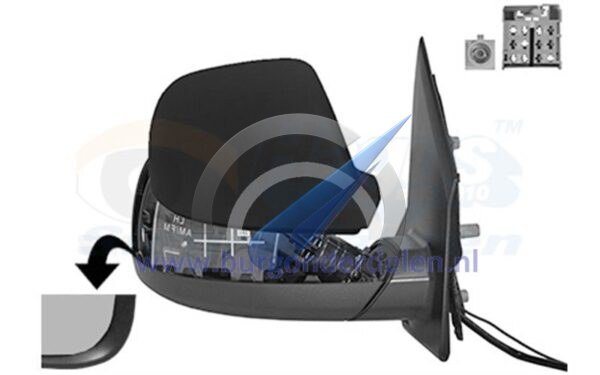 T6 Electric door mirror complete right black heated with antenna 5 pin