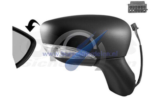 Espejo retrovisor exterior eléctrico para Clio hasta 2016, totalmente derecho, negro, calefactable, con sensor de temperatura, de 9 pines.