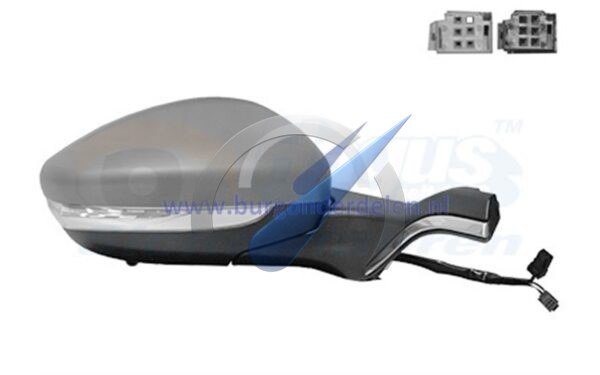 P208 Electric exterior mirror fully heated right primer electrically folding temp. chrome