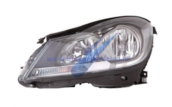 C W204 Dubbele koplamp voor links H7 + H7 met elek.motor zwart