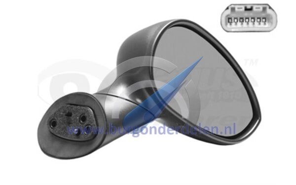 F500 Electric exterior mirror full right black / heated / temp. sen.