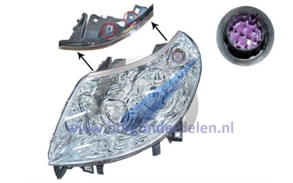 Ducato fra 9/2010 Doble frontlykter venstre H7 + H1 med elektrisk motor 7 pinner
