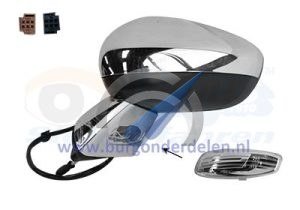 Espejo retrovisor exterior eléctrico DS3, completamente izquierdo, cromado, calefactable y plegable eléctricamente.