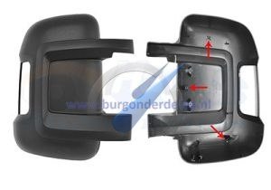 Jumper cover for right side mirror, black