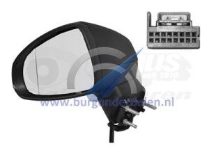 A1 Electric side mirror fully heated left black 6 pin