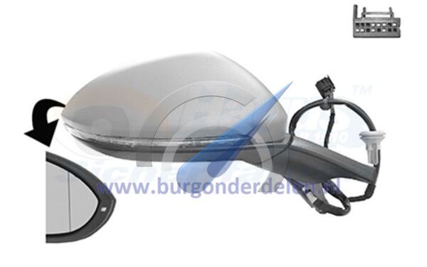 Electric exterior mirror, fully heated right, electrically foldable primer, 8-pin, suitable for Golf 7 & 7.5 2012-2020