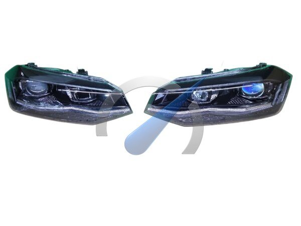 Koplampen LED dynamisch R-line ombouw met showstart geschikt voor Polo 2G 2017-2021
