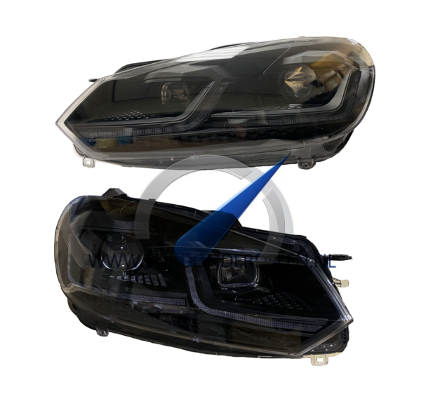 Dynamisches LED-Scheinwerferset im Golf 7.5 (Facelift)-Look, komplett schwarz, passend für Golf 6 2008-2012