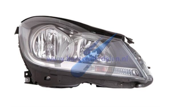 C W204 Dubbele koplamp voor rechts H7 + H7 met elek.motor zwart
