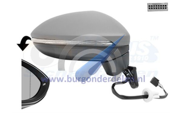Espejo retrovisor exterior derecho eléctrico totalmente calefactable, con 6 pines de imprimación, apto para Touran.