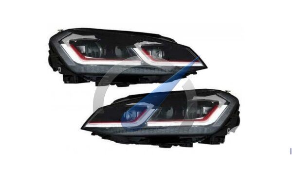 Dynamische LED-Scheinwerfer im Facelift-Look 7.5, rot, GTI-Optik, passend für Golf 7 (2012–2017)