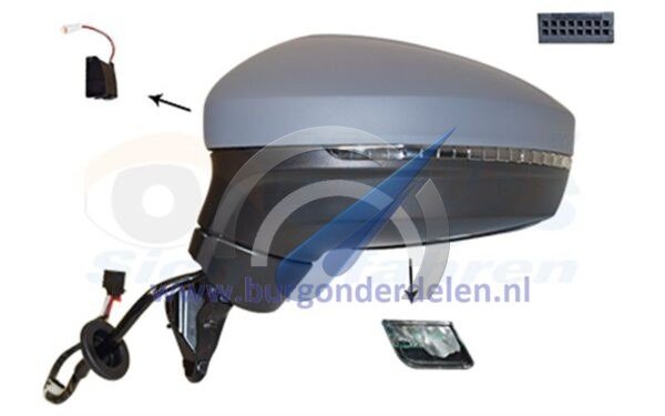 Rétroviseur extérieur électrique, côté gauche, support de rétroviseur rabattable électriquement, fonction mémoire, allumeur chauffant, 15 broches, compatible avec Tiguan
