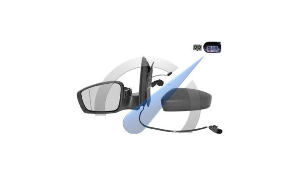 Complete left exterior mirror black + cable for central locking suitable for UP MII Citigo