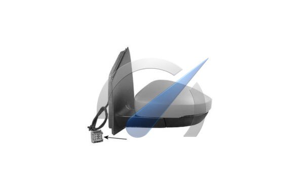 Left full exterior mirror, primer aspherical, suitable for Polo 6R up to 11/2009